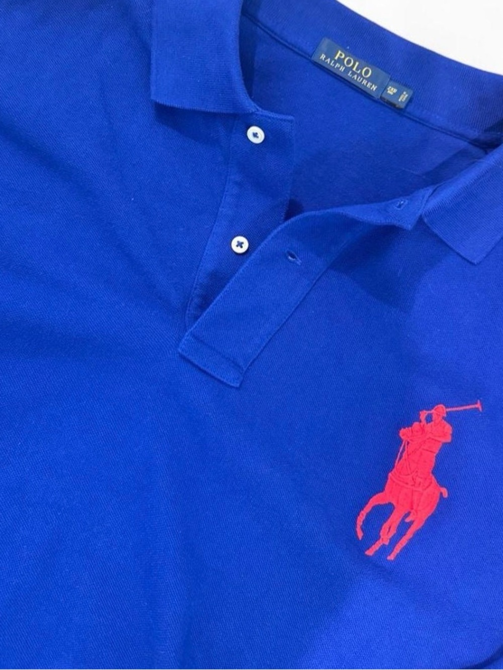 Polo Ralph Lauren Big Pony Cobalt Blue Red Pony Long Sleeve Button Men Size 2XB
